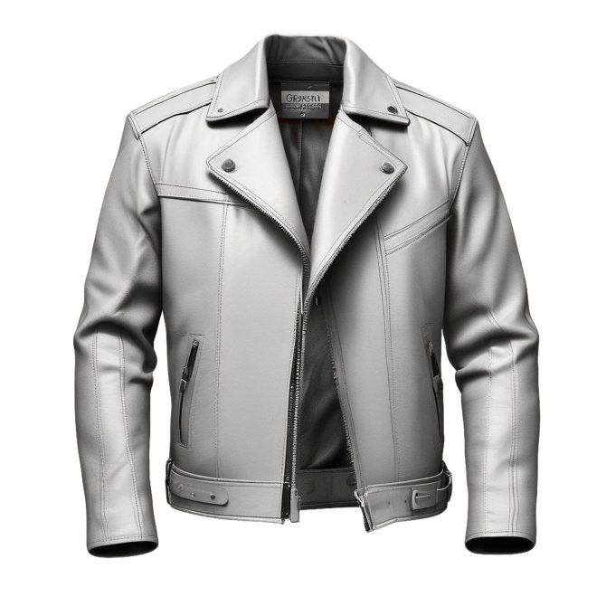 Snap Button Leather Jacket