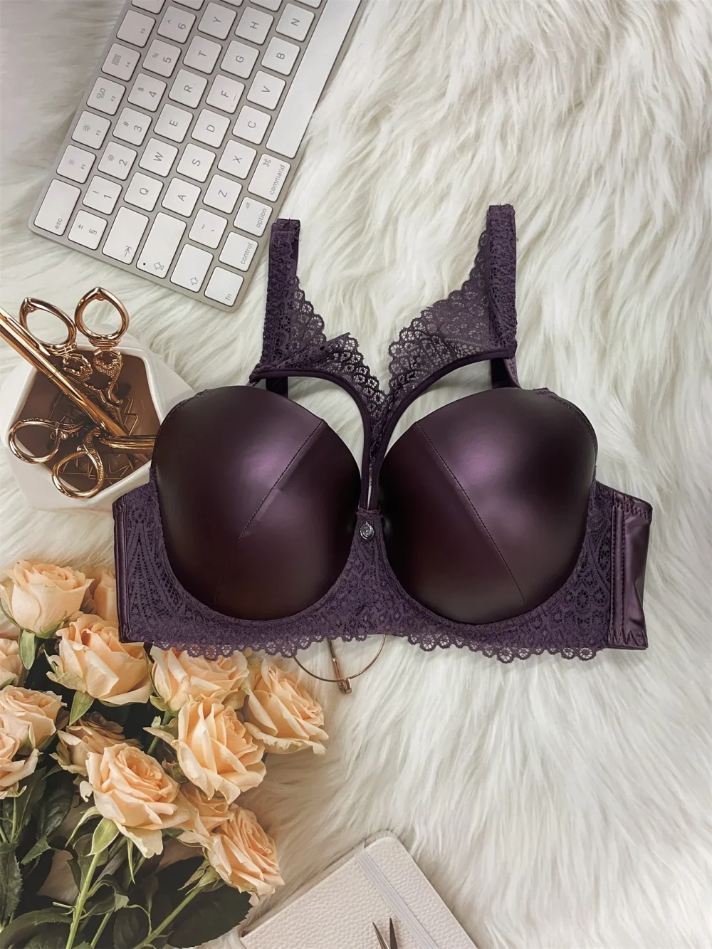 Sleek PU Leather Underwire Bra - Thin Mold Cup for Sexy Lift & Comfort