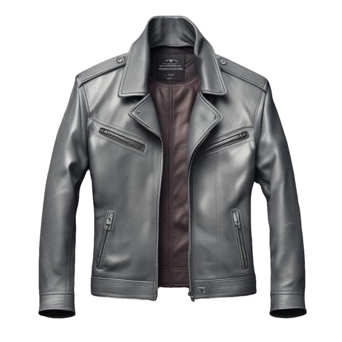 Gray Leather Jacket
