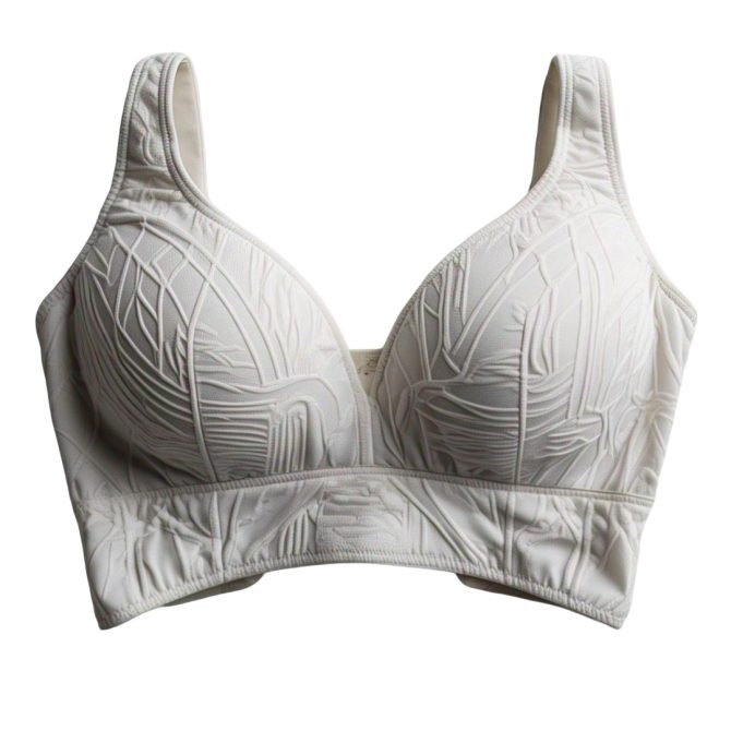 Textured White Longline Bra