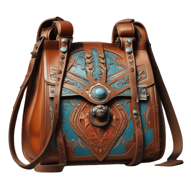 Ornate Brown Leather Handbag