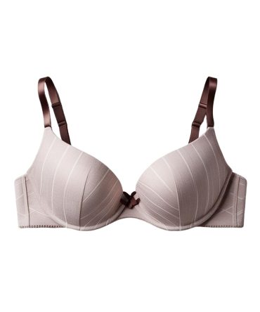 Beige Striped Comfort Bra