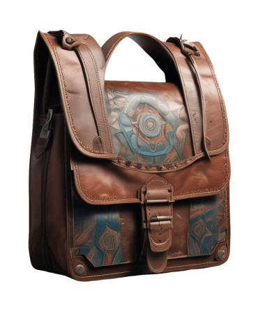 Stylish Brown Leather Backpack with Geometric Pattern