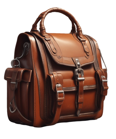 Elegant Brown Leather Backpack with Buckle Closures