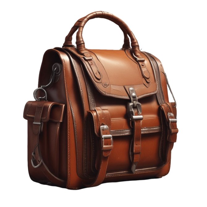 Elegant Brown Leather Backpack with Buckle Closures