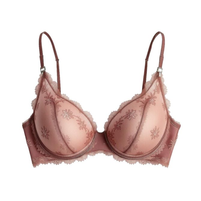 Floral Lace Pink Bra