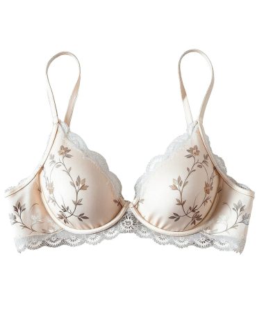 Beige Floral Lace Bra