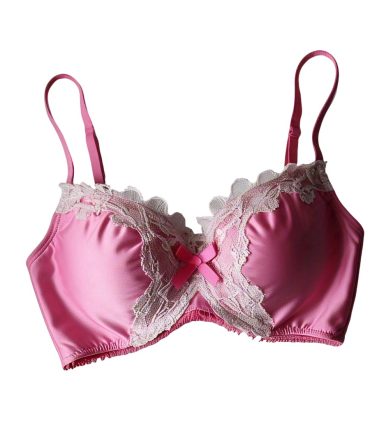 Lace-Embellished Pink Bra