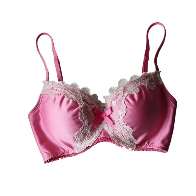 Lace-Embellished Pink Bra