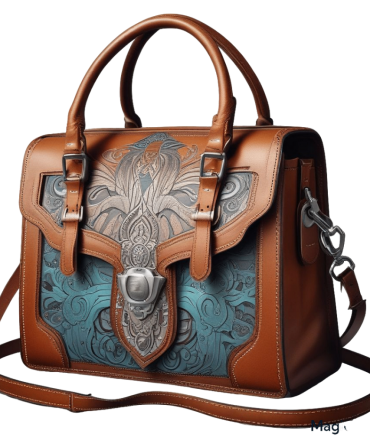 Elegant Brown Leather Handbag with Stylish Teal Accents