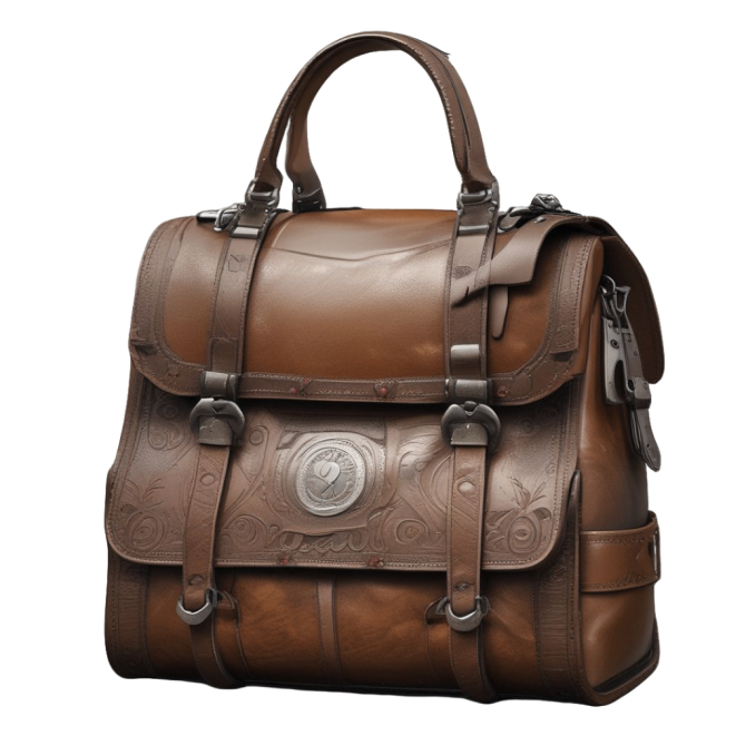 Leather Satchel with Intricate Detailing