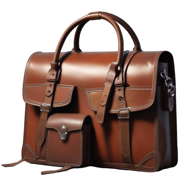 Brown Leather Satchel bag with Practical Pockets
