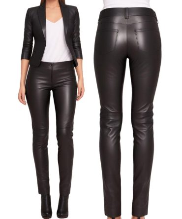 Sleek Black Leather Pants for a Futuristic Look
