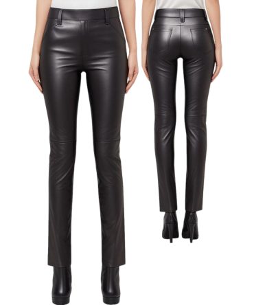 Chic Black Leather Pants with Belted Design