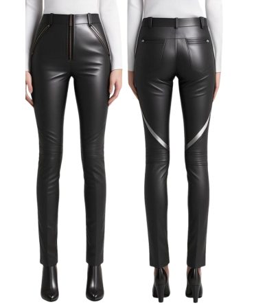 Edgy Elegance: High-Waist Black Leather Pants