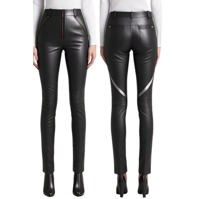 Edgy Elegance: High-Waist Black Leather Pants