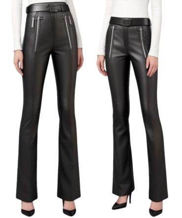Edgy Elegance: High-Waist Black Leather Pants