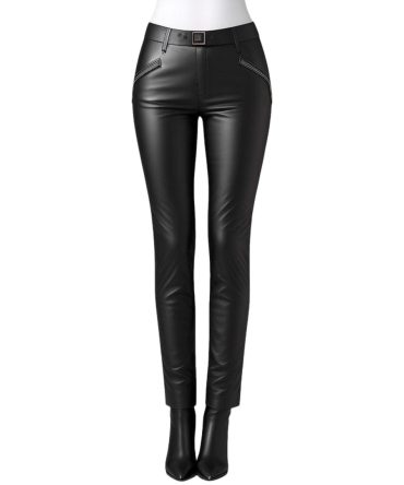 Edgy Elegance: High-Waist Black Leather Pants