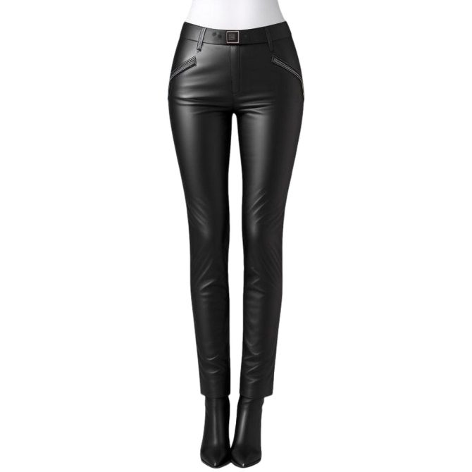 Edgy Elegance: High-Waist Black Leather Pants