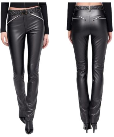 Edgy Elegance: High-Waist Black Leather Pants