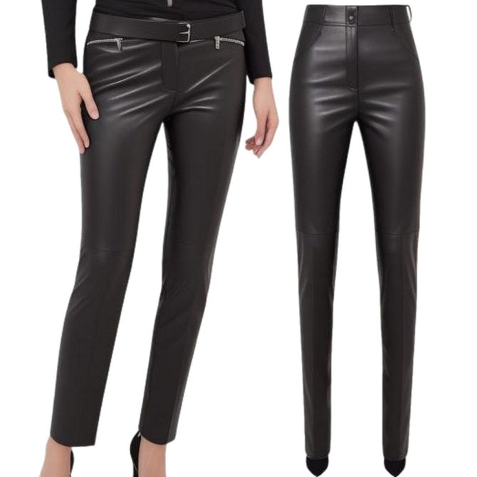 Edgy Elegance: High-Waist Black Leather Pants