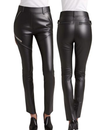 Edgy Elegance: High-Waist Black Leather Pants