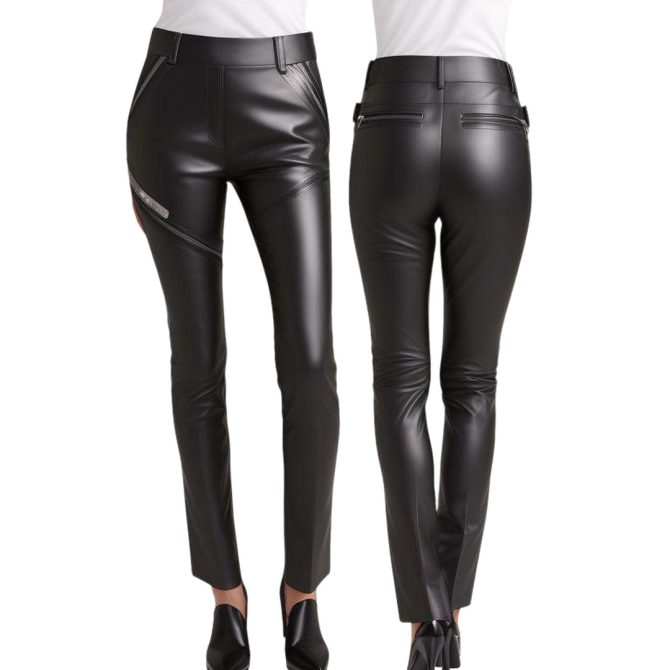 Edgy Elegance: High-Waist Black Leather Pants