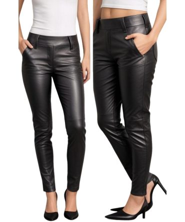 Stylish High-Waisted Black Leather Pants