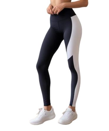 Black High-Waisted Leggings with White Side Panels