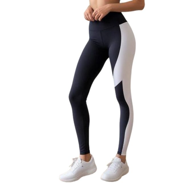 Black High-Waisted Leggings with White Side Panels