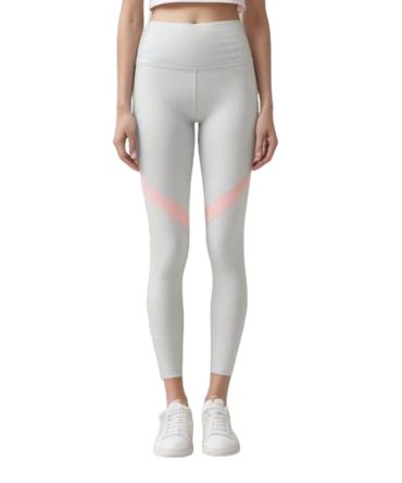 Light Grey Leggings with Pink Diagonal Stripes