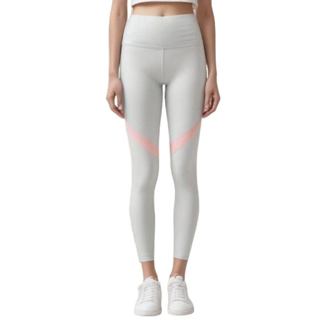 Light Grey Leggings with Pink Diagonal Stripes