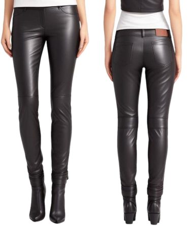 Sleek Black Leather Pants with High-Waisted Design