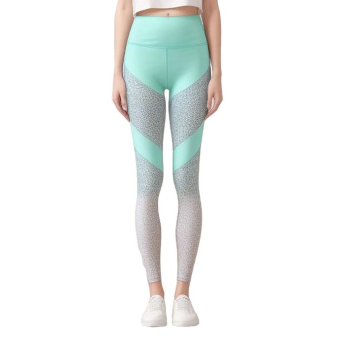Mint Green and Grey High-Waisted Leggings