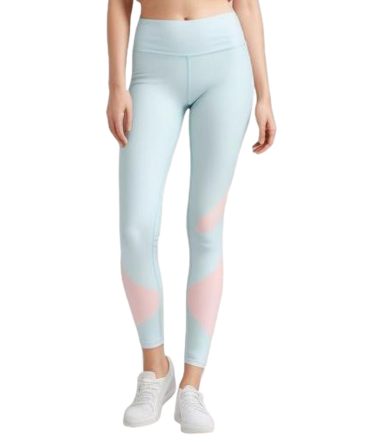 Pink Accented Light Blue High-Waisted Leggings