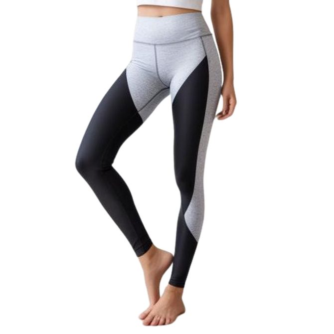 High-Waisted Yoga Leggings with Contrasting Design