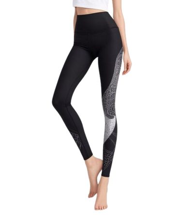 High-Waisted Light Blue Leggings with Pink Stripes