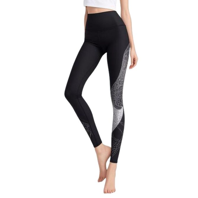 High-Waisted Light Blue Leggings with Pink Stripes