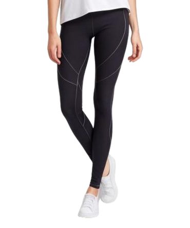 Black Leggings with Stylish White Stitch Detailing