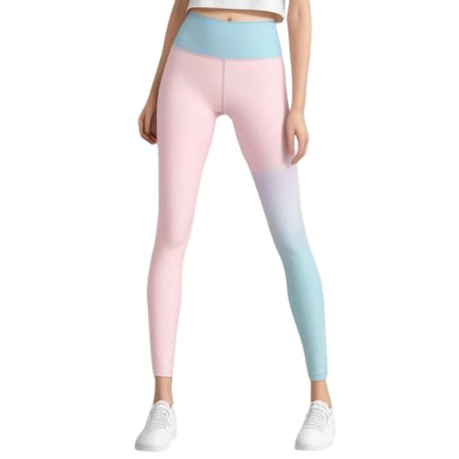Gradient Pink-to-Blue High-Waisted Leggings