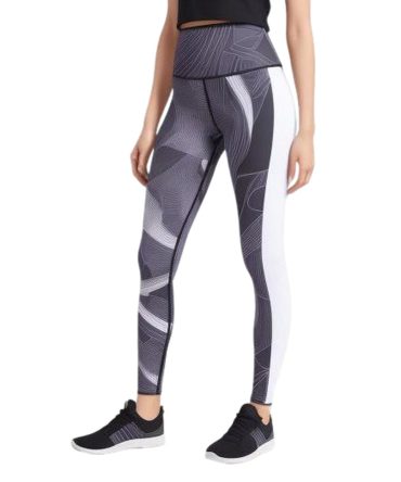 High-Waisted Geometric Leggings in Monochrome Palette