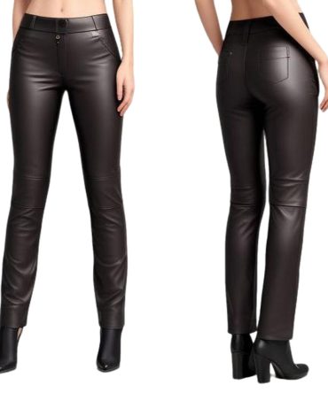 Elegant Dark Brown Leather Pants with Sleek Finish