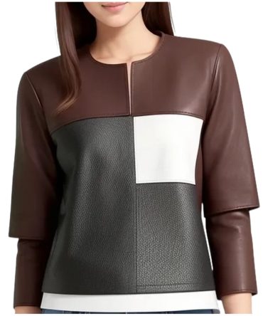 Tri-Tone Sleek Leather Elegance Top