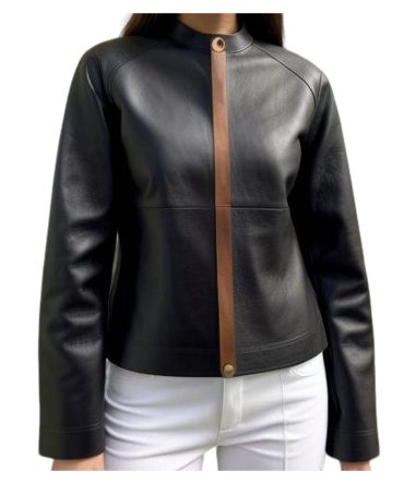 Dual-Tone Sophistication: Black & Brown Leather Jacket