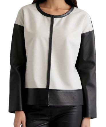 Monochrome Chic: Black & White Leather-Inspired Top